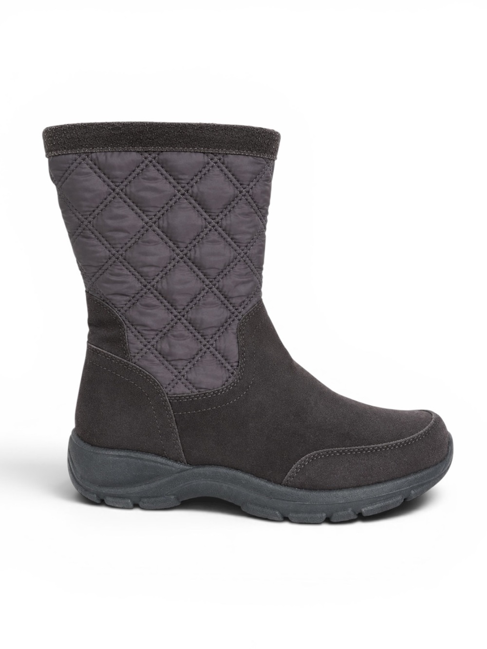 Lands’ End Quilted Suede Winter Boots Insulated Zip Up Outdoor Holiday Brown 8